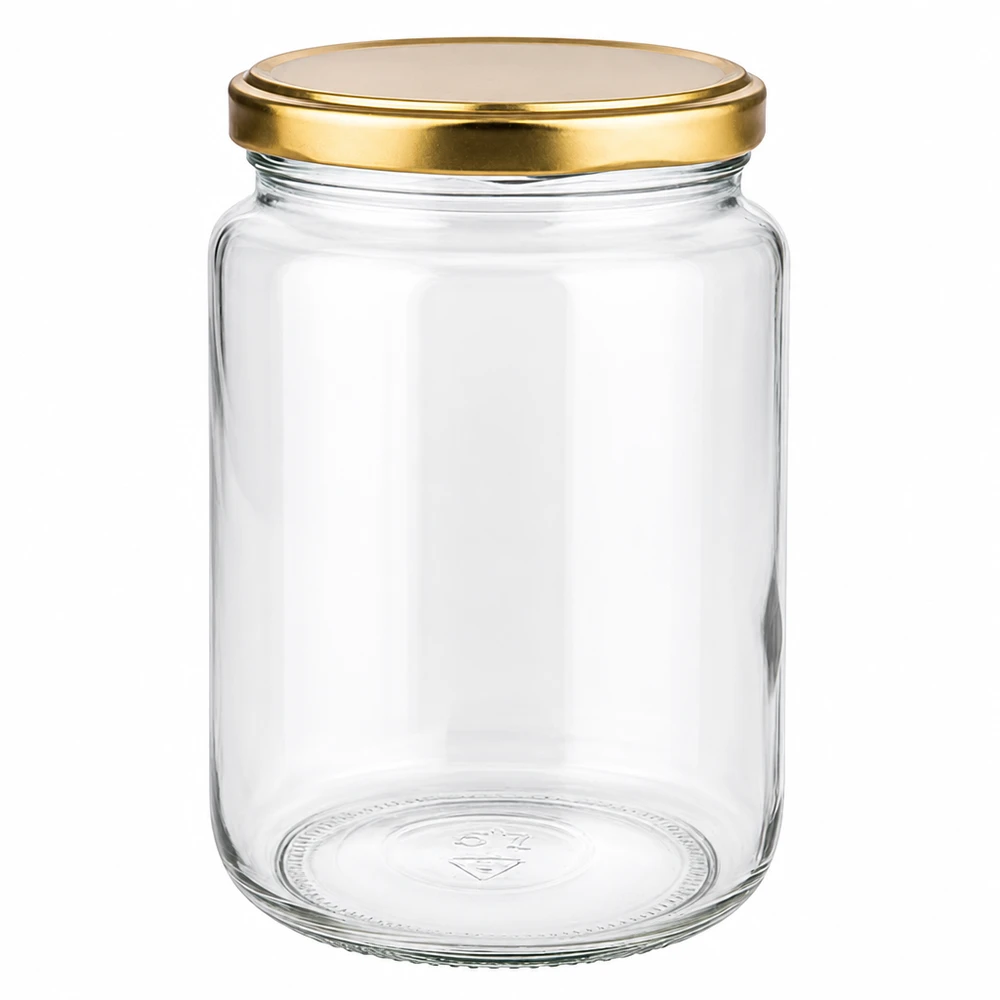 Bocal rond de 795ml avec couvercle doré BasicSeal UNiTWIST - bocal vide en verre clair pour la conservation