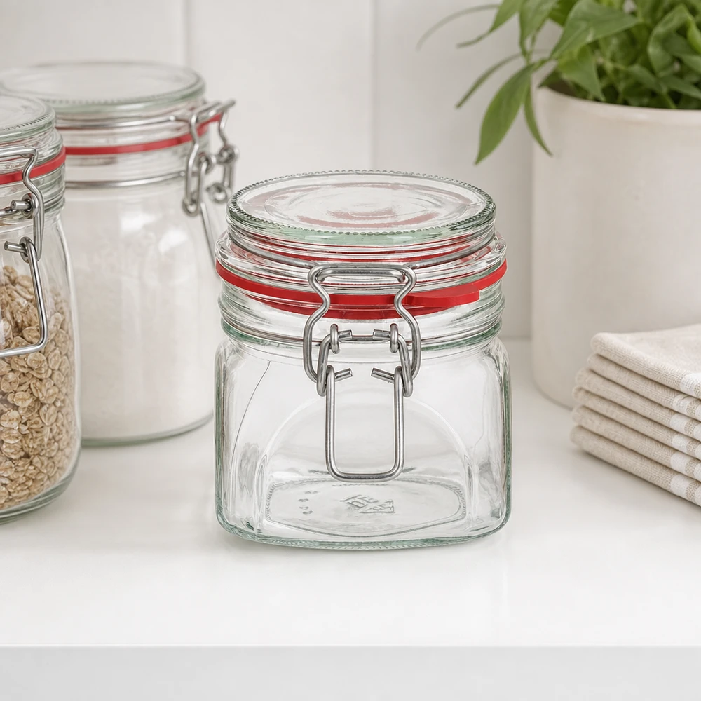 Pot de conservation hermétique 370ml avec fermeture robuste à étrier métallique pour la cuisine