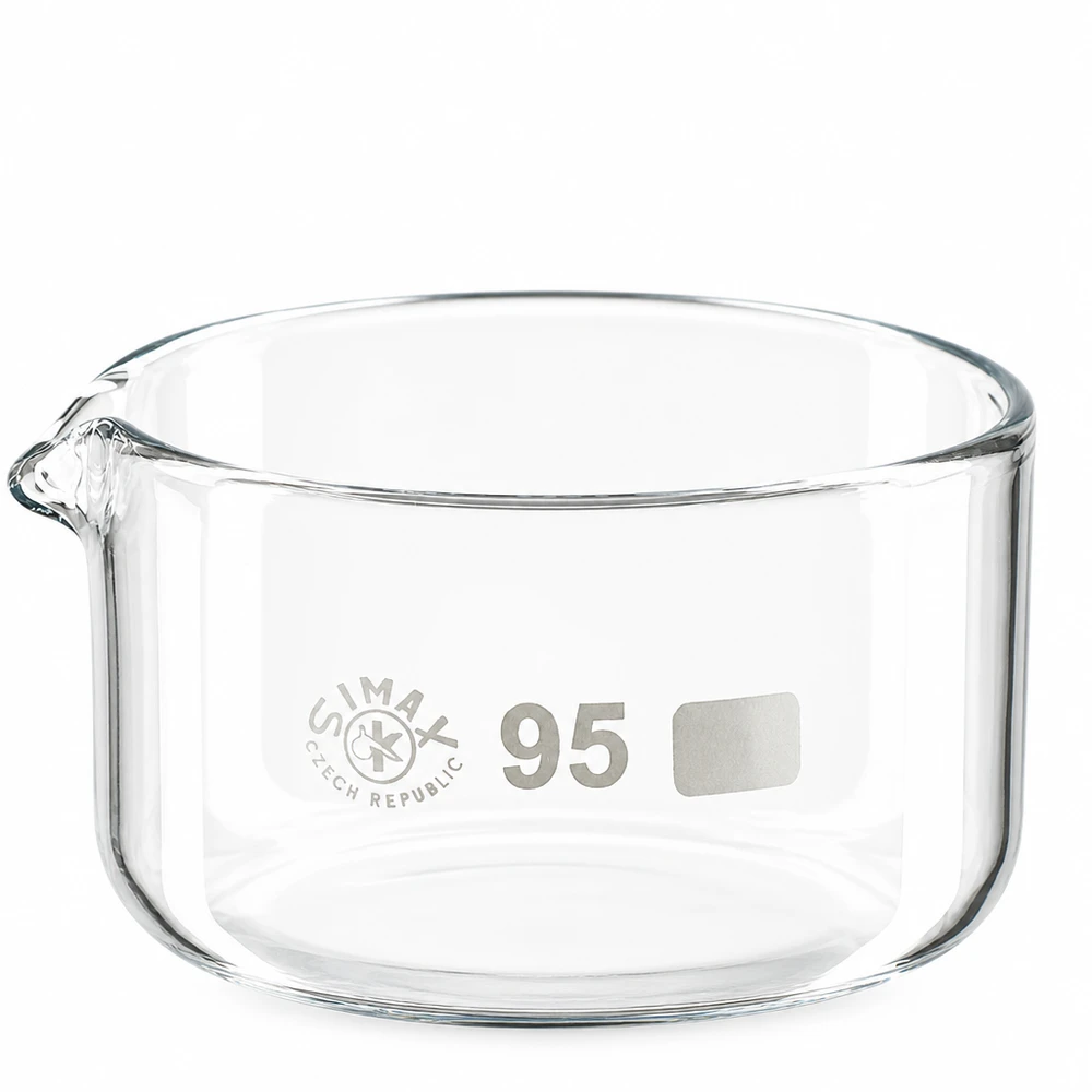Bol de cristallisation de 300 ml en verre borosilicaté avec bec verseur, diamètre 95 mm, de la marque SIMAX