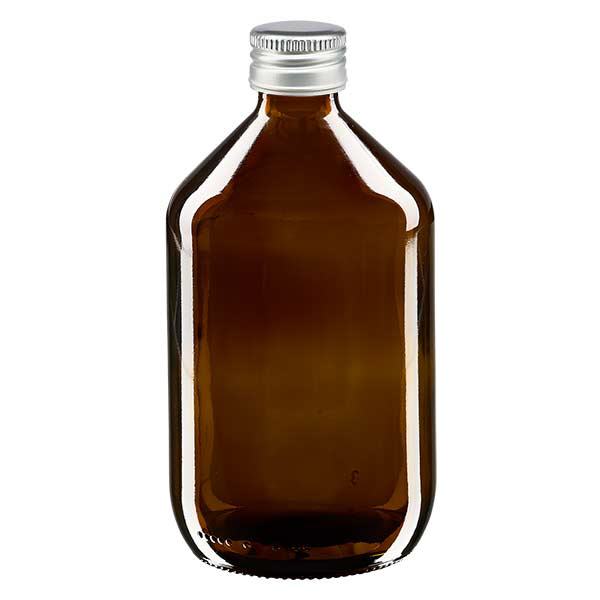 Flacon médical de 500ml brun avec bouchon en aluminium argenté Flacon médical de 500ml brun avec bouchon en aluminium argenté