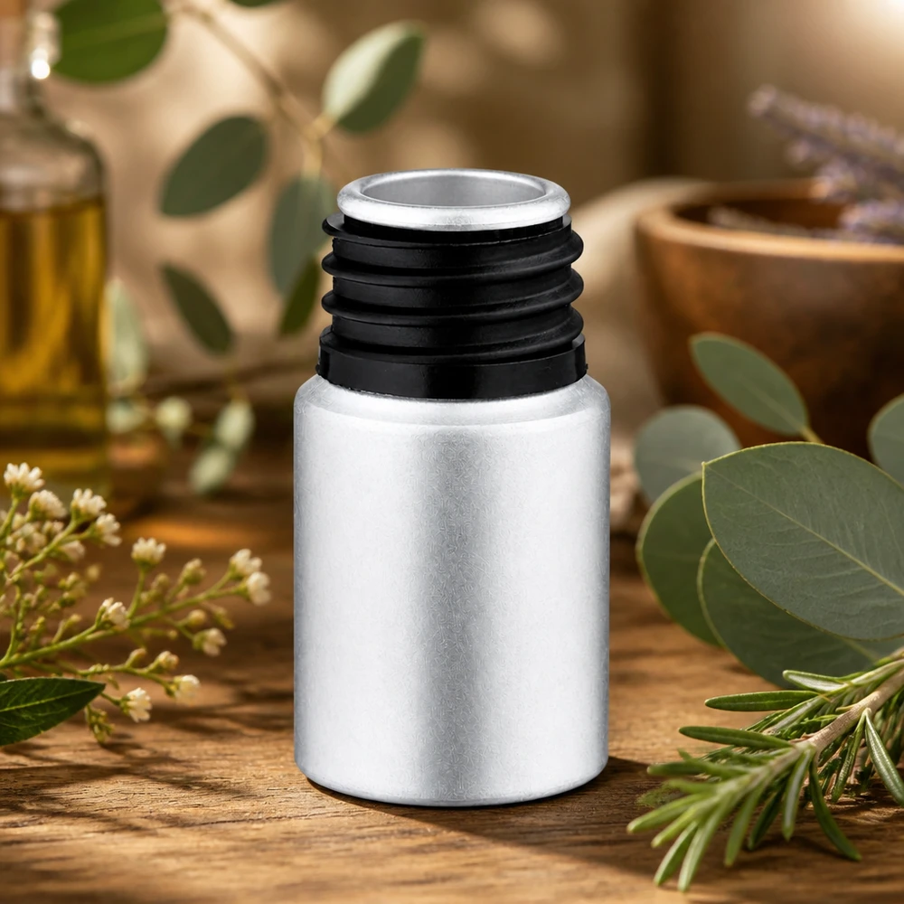 Flacon en aluminium de 10 ml protégé de la lumière avec revêtement mat pour les huiles sensibles