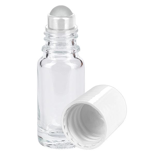 Flacon de pharmacie transparent 10ml roll-on bouchon blanc Flacon de pharmacie transparent 10ml roll-on bouchon blanc