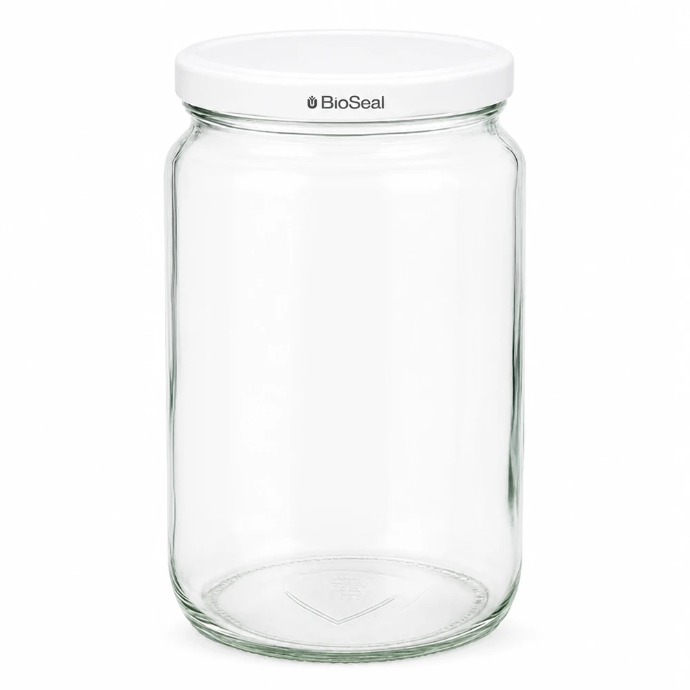 795ml Verre rond avec couvercle BioSeal blanc UNiTWIST UNiTWIST Runda795 Pot de conservation avec couvercle blanc TO82 BioSeal - verre clair pour la conservation des aliments