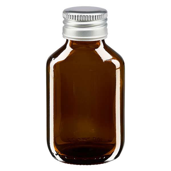 Flacon médical de 100ml brun avec bouchon en aluminium argenté Flacon médical de 100ml brun avec bouchon en aluminium argenté