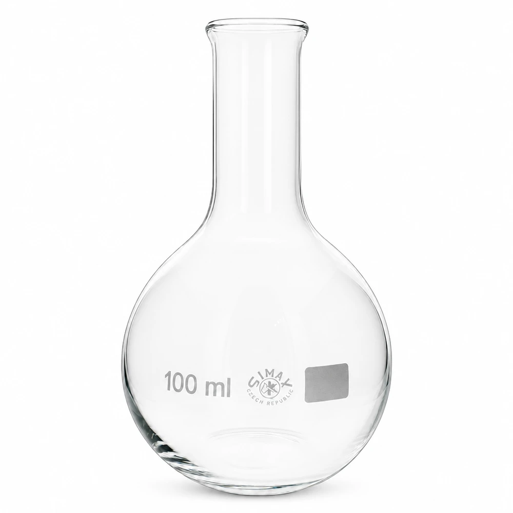 Moule à piston d'une capacité de 100 ml avec bec verseur étroit en verre de laboratoire robuste