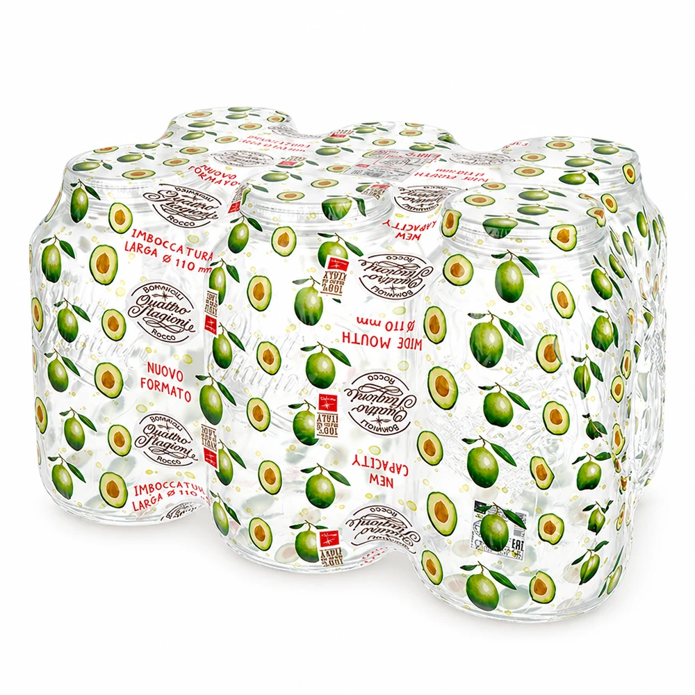 3800ml Verre rond "Quattro Stagioni" QS110mm 3800ml Bocal ménager Quattro Stagioni avec design d'olives pour la mise en conserve et la conservation dans la cuisine