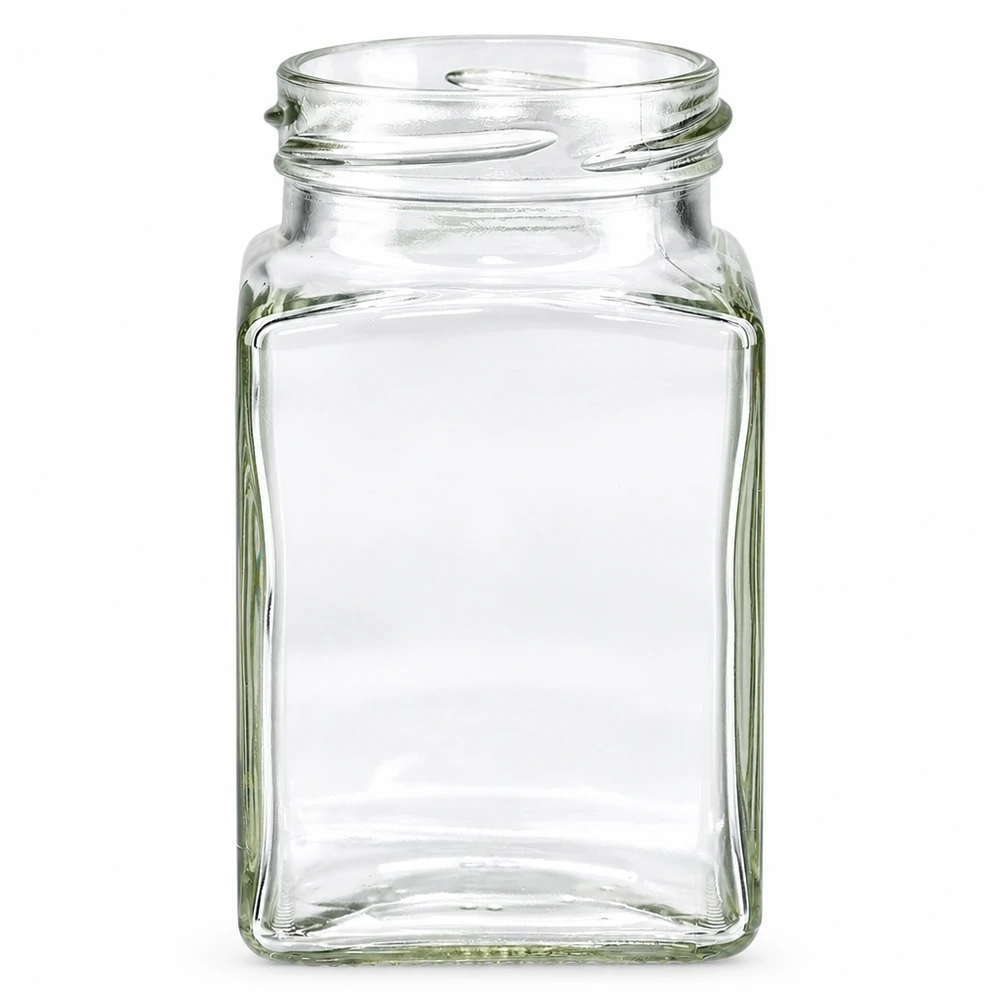 UNiTWIST Tetra260 Bocal carré 260ml transparent Twist-Off Filetage TO58 Bouchon à vis vide
