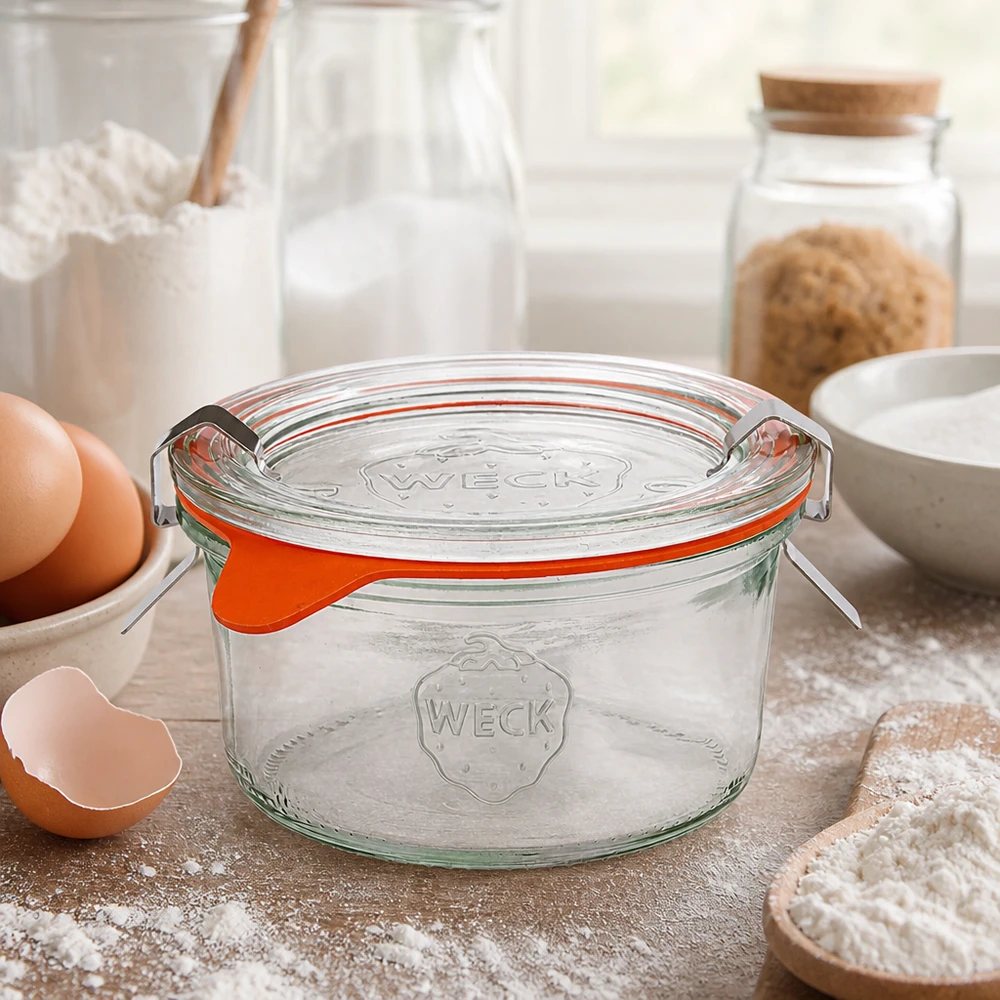 WECK Pot renversé 165ml RR80 dans Cuisine avec ingrédients de boulangerie, œufs, farine et lait pour recettes maison
