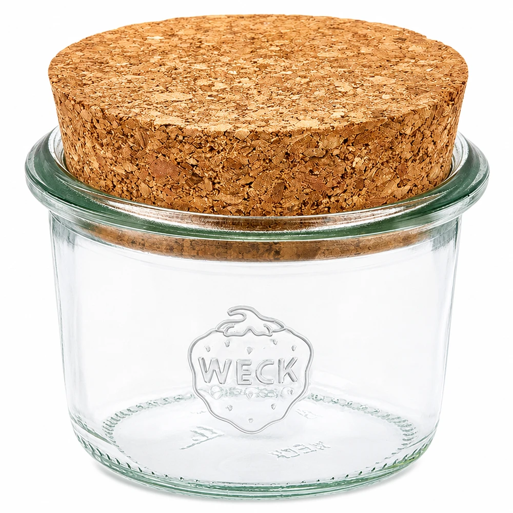 WECK Bocal 80ml RR60 avec bouchon en liège naturel Bocal de conservation en verre clair