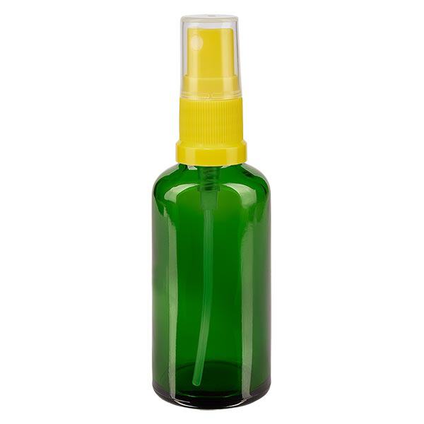 Flacon de pharmacie vert 50ml embout spray jaune Flacon de pharmacie vert 50ml embout spray jaune