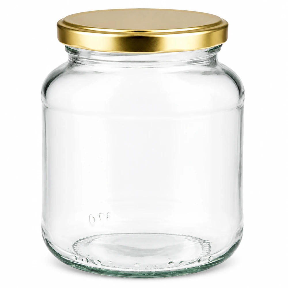 370ml Verre ovale avec couvercle BasicSeal or UNiTWIST Pot ovale de 370ml avec couvercle doré BasicSeal UNiTWIST - pot vide pour confitures et conserves