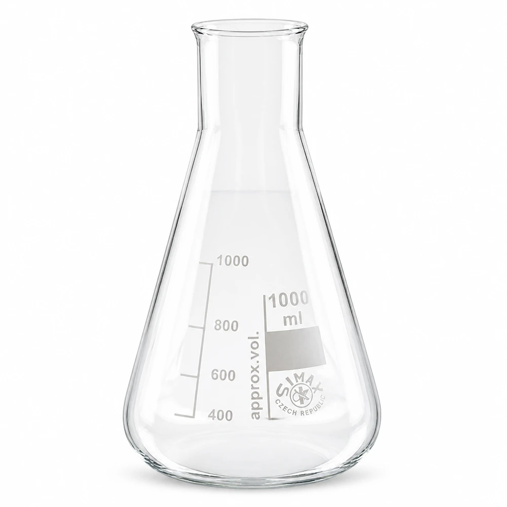 Erlenmeyer 1000ml col large, verre borosilicate Erlenmeyer 1000ml col large, verre borosilicate