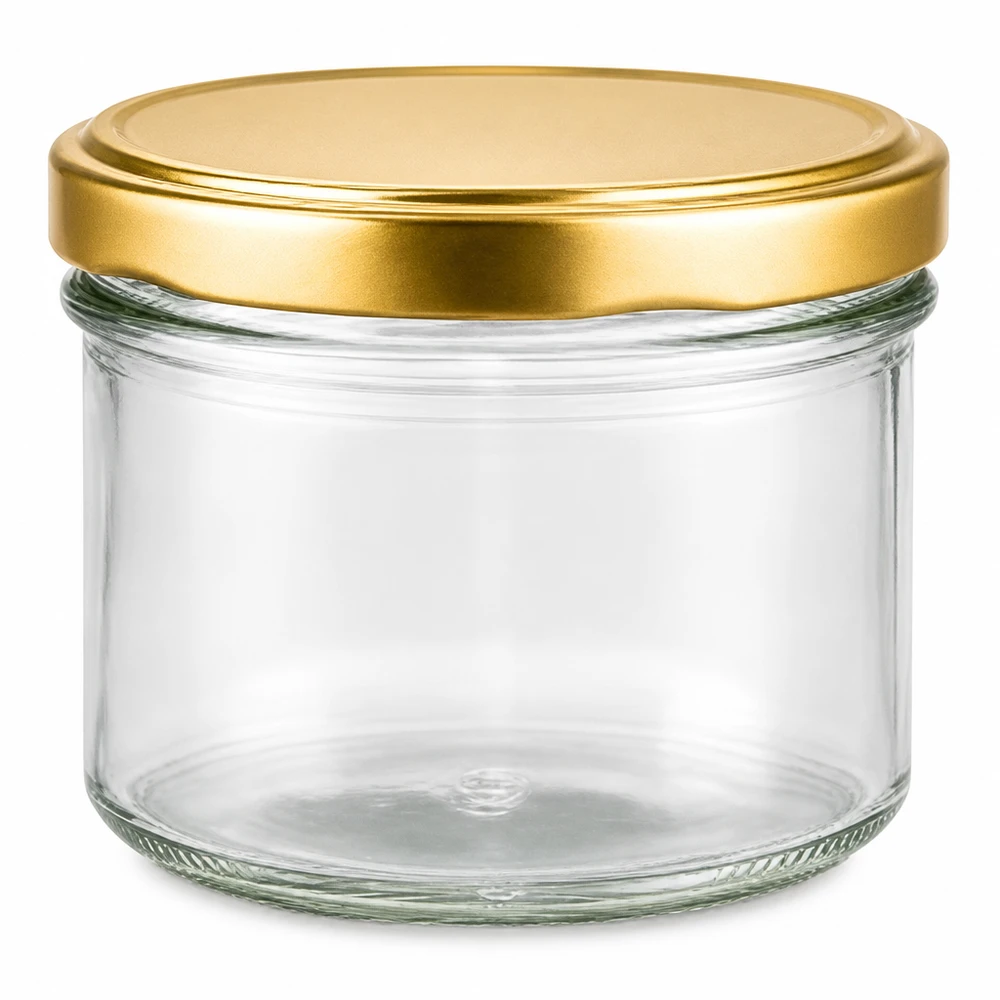 225ml Verre conique avec couvercle BasicSeal or UNiTWIST 225ml pot renversé avec couvercle doré BasicSeal UNiTWIST - pot vide en verre clair pour confitures et conserves