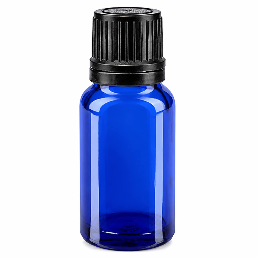 Flacon de pharmacie bleu 10ml bouchon inviolable blanc 1mm bouchon inviolabilité Flacon en verre bleu de 10 ml avec bouchon OV noir et compte-gouttes de 1 mm en verre de pharmacie