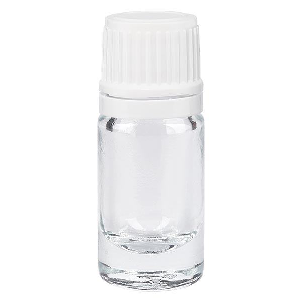 Flacon de pharmacie transparent 5ml bouchon à vis blanc orginal Flacon de pharmacie transparent 5ml bouchon à vis blanc orginal