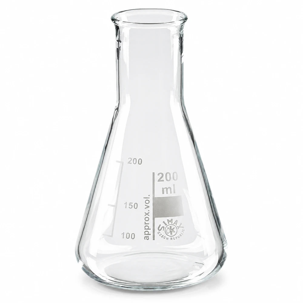 Erlenmeyer 200ml col étroit, verre borosilicate