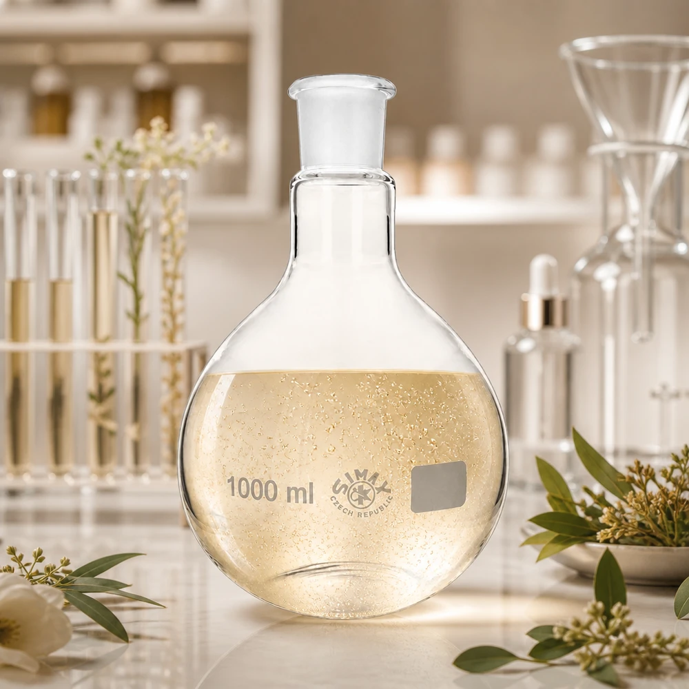 Ballon de laboratoire volumétrique 1000ml avec réaction effervescente et joint rodé précis 29/32