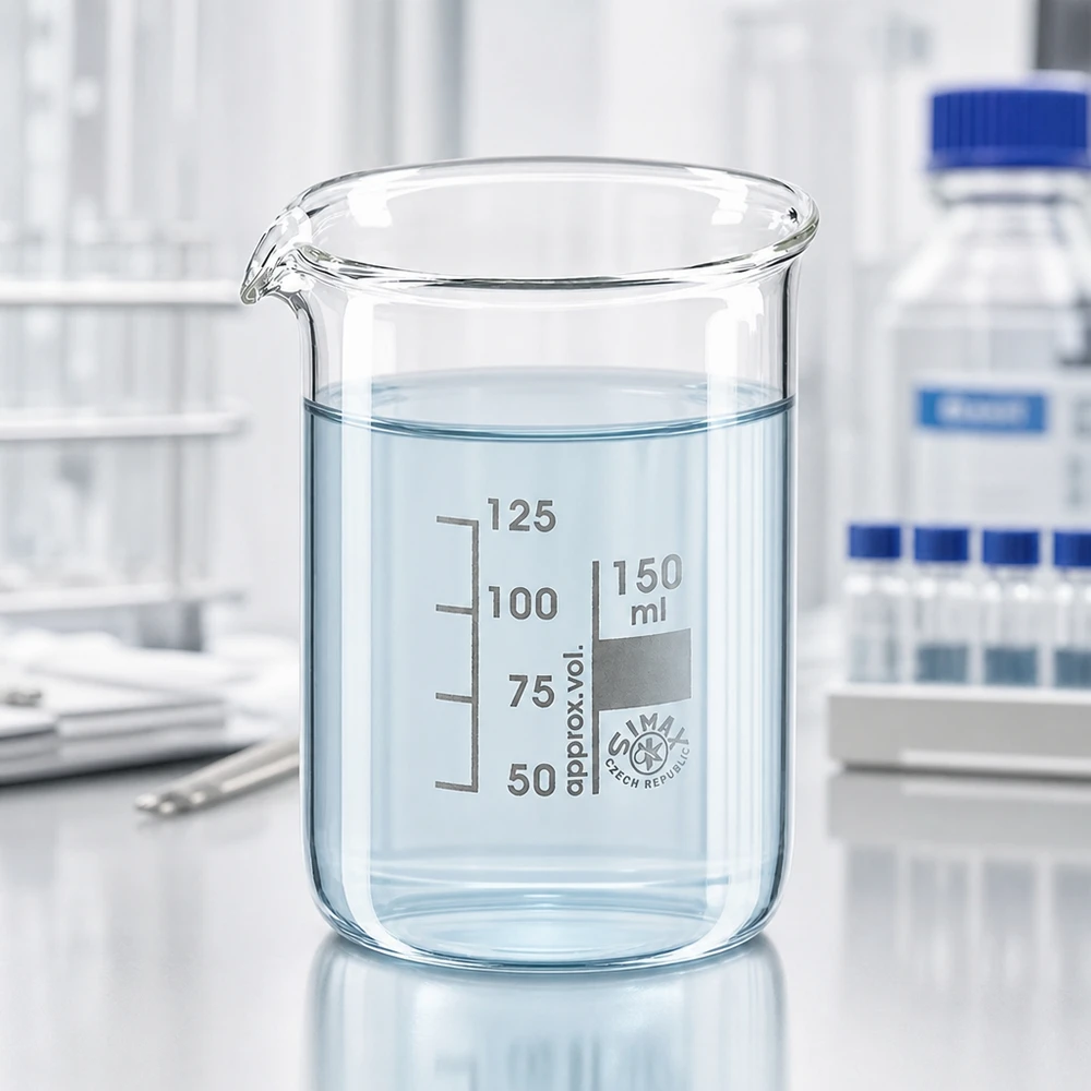 Verre de laboratoire transparent 150ml avec bec verseur et graduation en millilitres pour les applications scientifiques