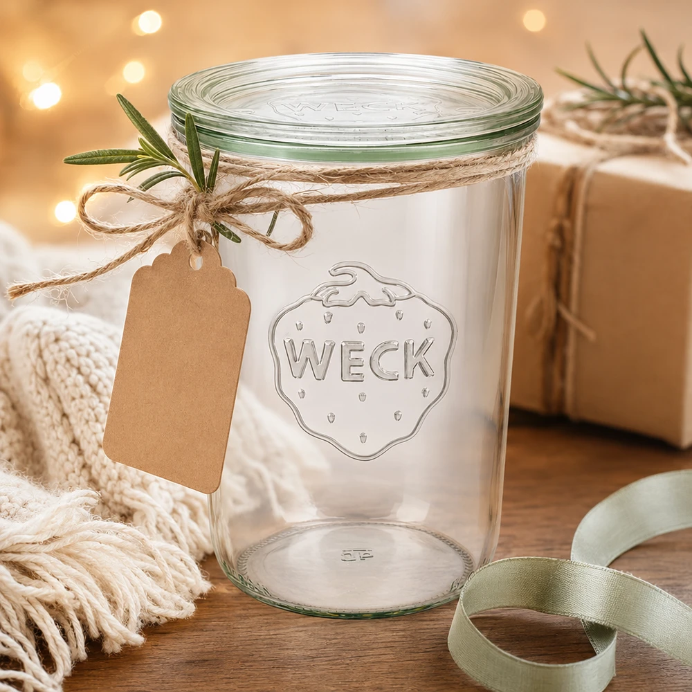 Bocal en verre de 850 ml avec couvercle en verre WECK RR100