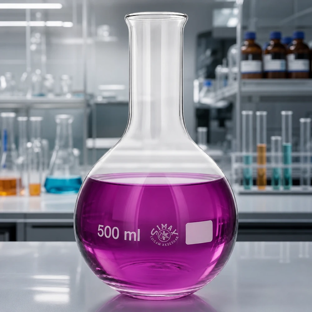 Ballon à fond plat 500 ml à col étroit, en verre borosilicate avec bord renforcé Flacon à col étroit 500ml gradué avec bec verseur pour une mesure exacte du volume