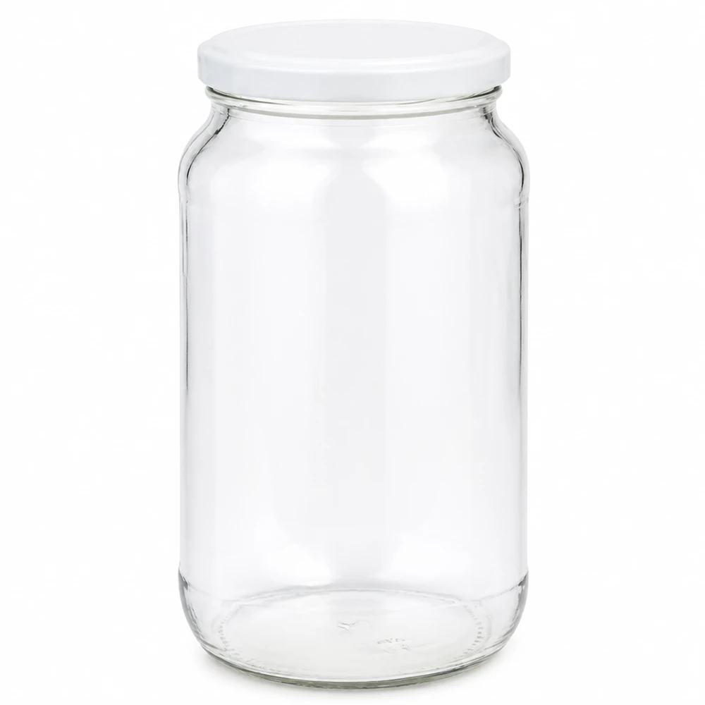 Bocal rond de 1062ml avec couvercle blanc BasicSeal Fermeture UNiTWIST Bocal à conserves transparent