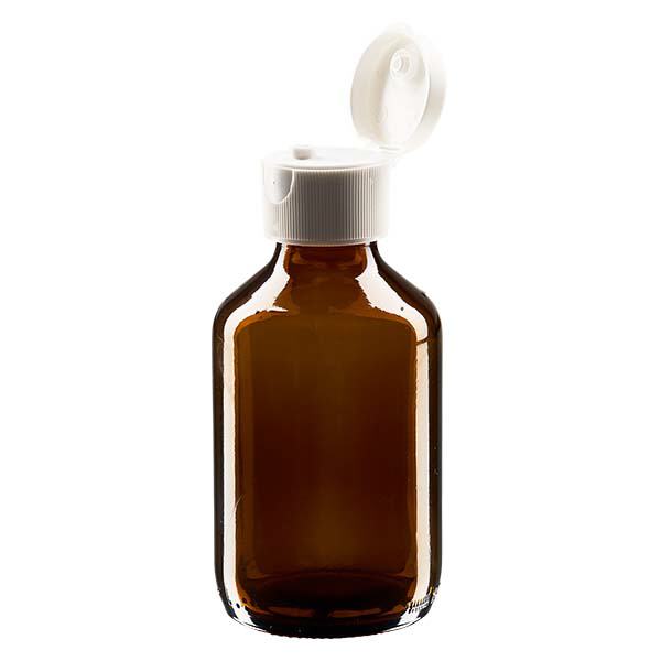 Flacon médical de 150 ml avec couvercle blanc à charnière Flacon médical de 150 ml avec couvercle blanc à charnière