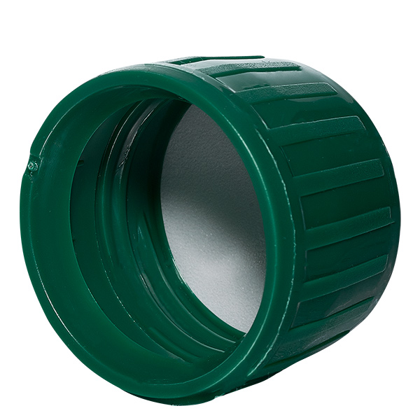 Bouchon à vis vert avec bague d'inviolabilité PP28 ApoGlas Bouchon à vis vert avec bague d'inviolabilité PP28 ApoGlas