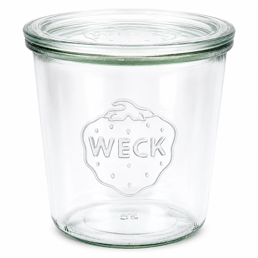 WECK Pot renversé 580ml avec couvercle en verre RR100 Pot de conservation transparent pour la conservation et les provisions