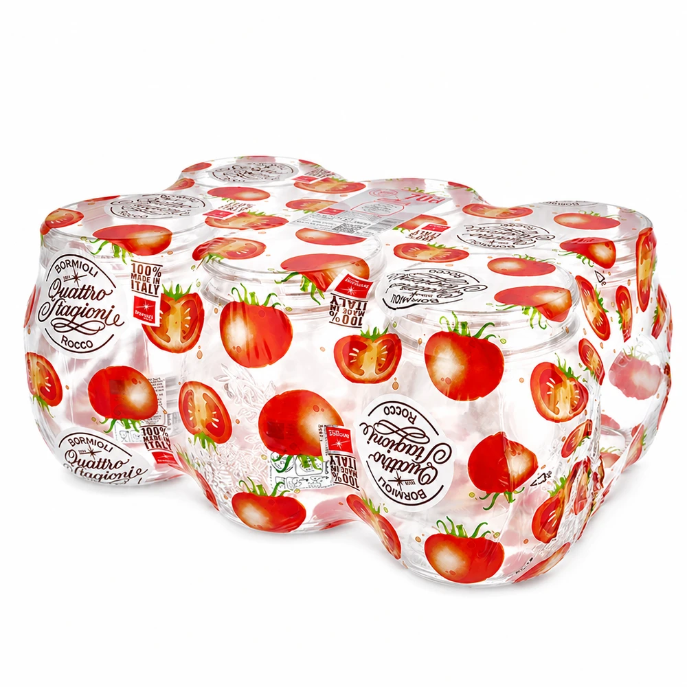 700ml Verre rond "Quattro Stagioni" QS86mm Quattro Stagioni Bocaux en verre 700ml avec motif tomate bocaux en verre italiens (pack de 6)