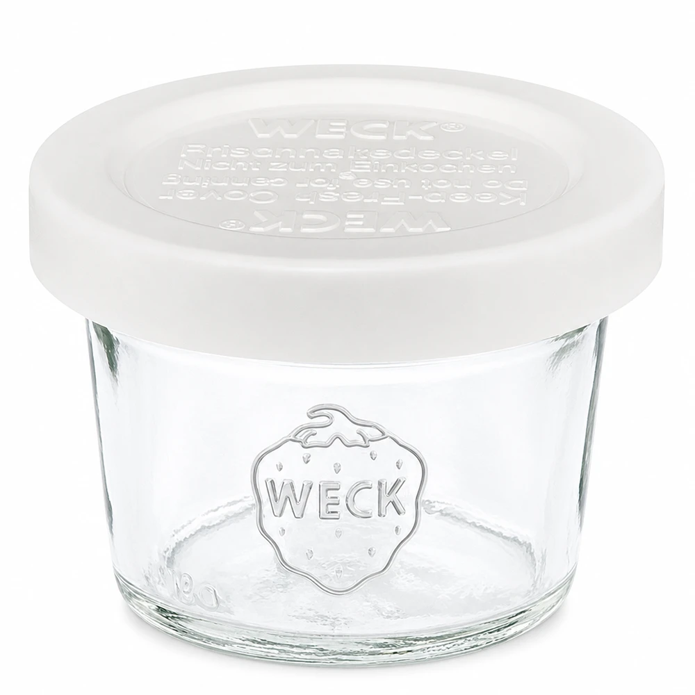 35ml WECK Pot renversé RR40 avec couvercle fraîcheur blanc, petit pot en verre pour confitures et pâtes à tartiner