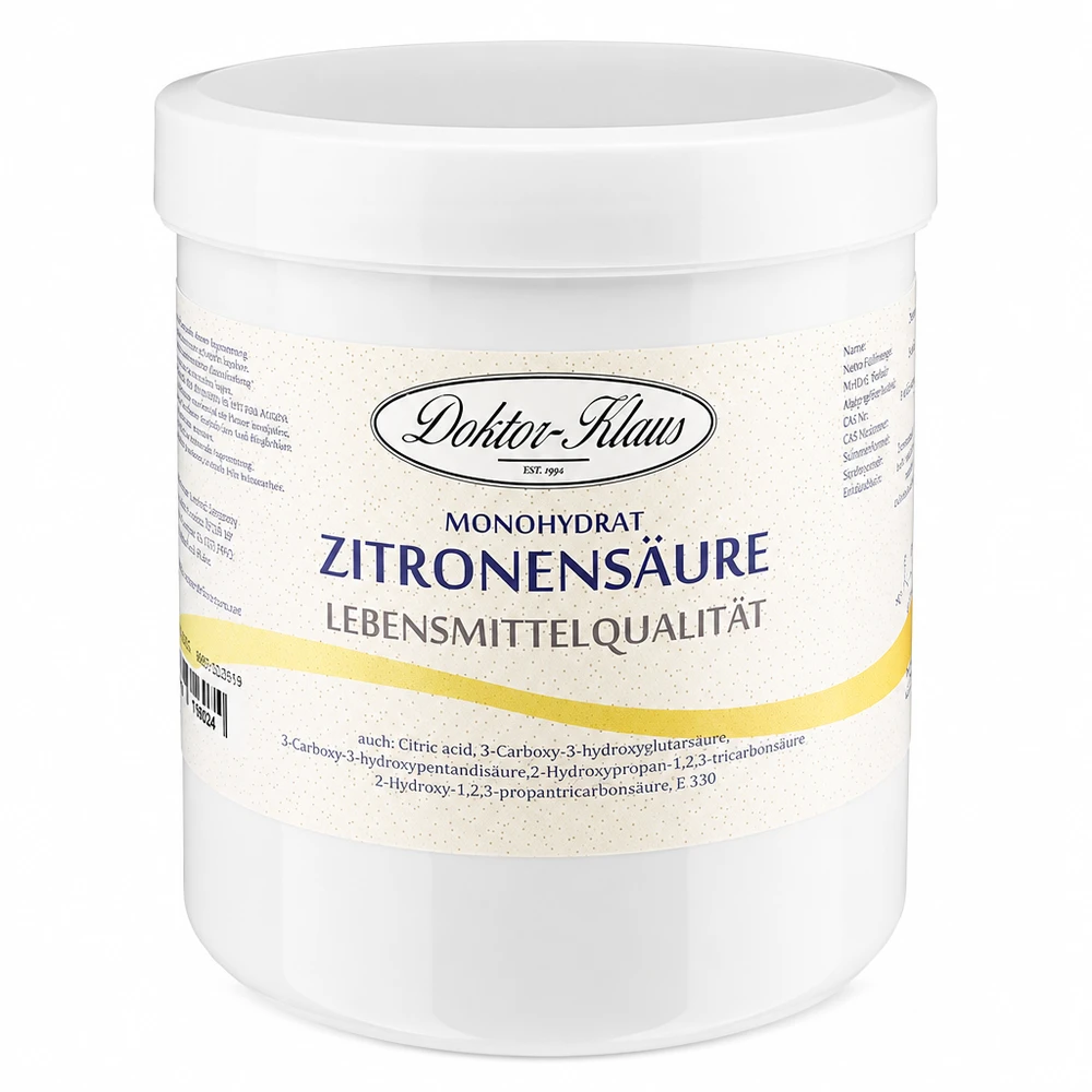 500g d'acide citrique Doktor-Klaus 500g d'acide citrique Doktor-Klaus monohydraté en boîte plastique blanche pour la cuisine et la maison