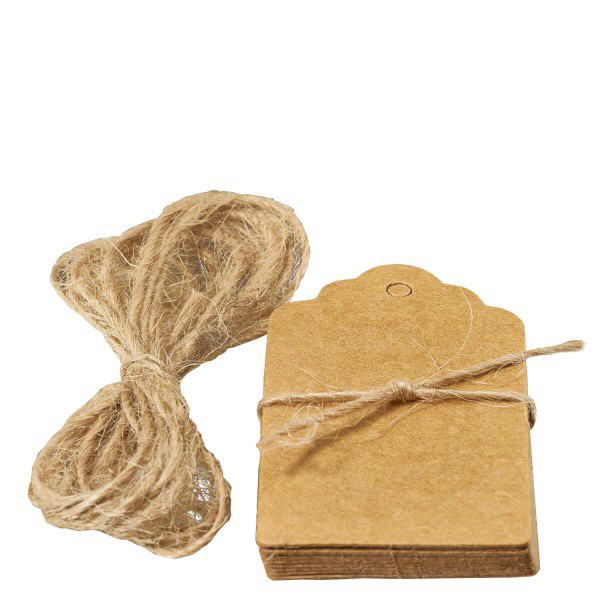 Pendentif 30 x 50 mm avec cordon (lot de 10) Pendentifs en papier brun 30x50mm avec cordelette en fibres naturelles Paquet de 10 pour emballage cadeau et bricolage