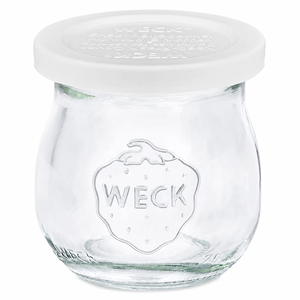 WECK Pot tulipe 75ml avec couvercle fraîcheur blanc RR40 Pot de conservation en verre pour confiture et conserves
