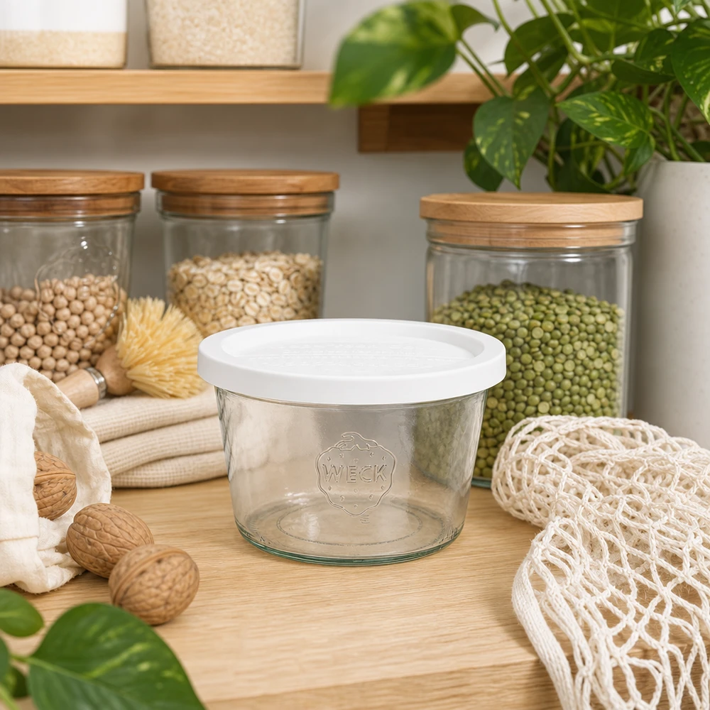 WECK Pot renversé 370ml RR100 dans la cuisine durable Zero-Waste avec bocaux à provisions Légumes secs et accessoires écologiques