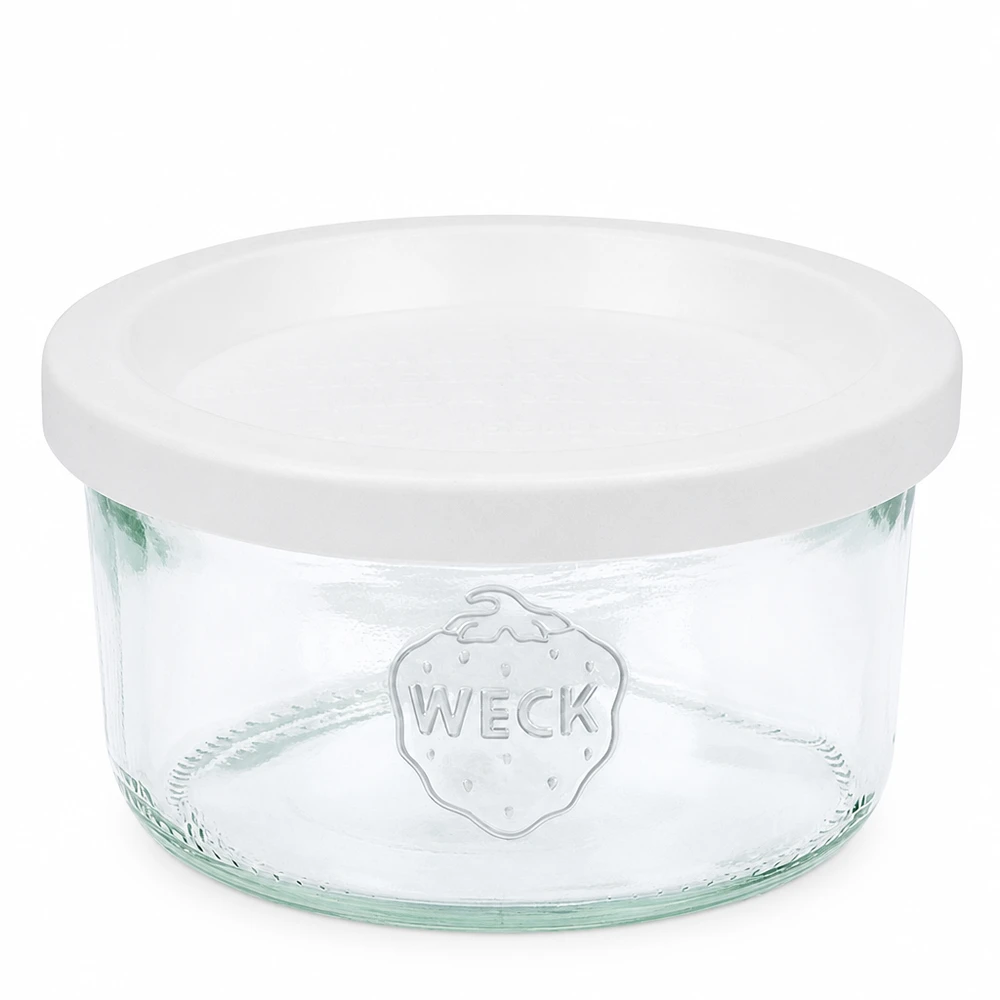 165ml bocal conique avec couvercle fraîcheur WECK RR80 WECK Pot de 165ml avec couvercle blanc RR80 Pot en verre clair pour la conservation