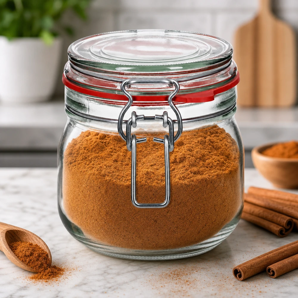 Bocal de stockage hermétique de 634 ml avec fermeture à étrier pratique pour les épices et les aliments secs