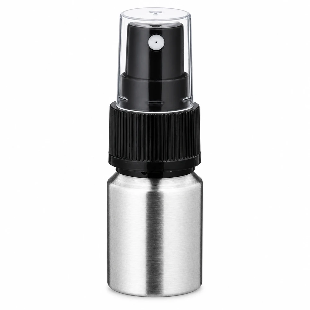Flacon en aluminium poli de 10 ml de haute qualité - aluminium robuste avec embout de pulvérisation pratique