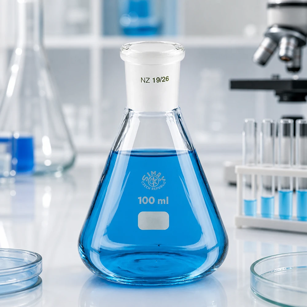 Erlenmeyer 100 ml col étroit, verre borosilicate à rodage normalisé 19/26