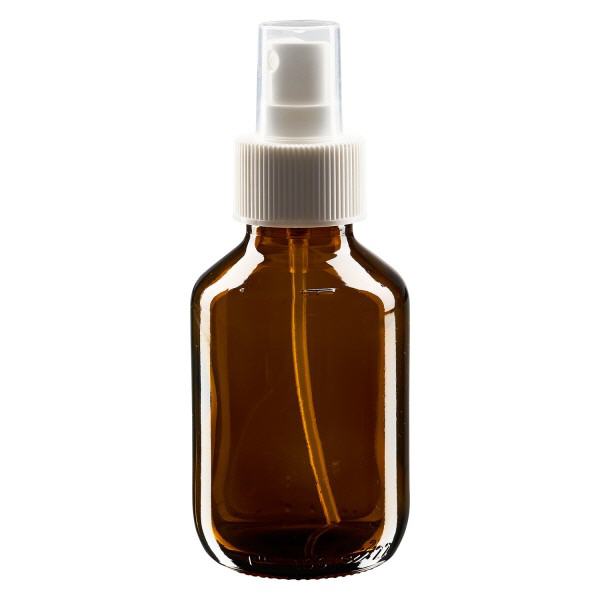 Flacon médical norme européenne de 100 ml avec spray blanc GCMI 28/410 et couvercle transparent, standard Flacon médical norme européenne de 100 ml avec spray blanc GCMI 28/410 et couvercle transparent, standard