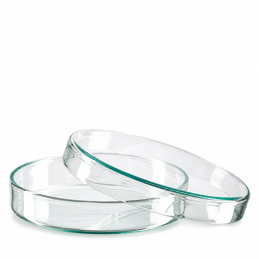 Boîte de Petri en verre sans compartiments, 100x20mm Boîte de Pétri en verre 100 x 20 mm, transparente, pour laboratoire et recherche scientifique