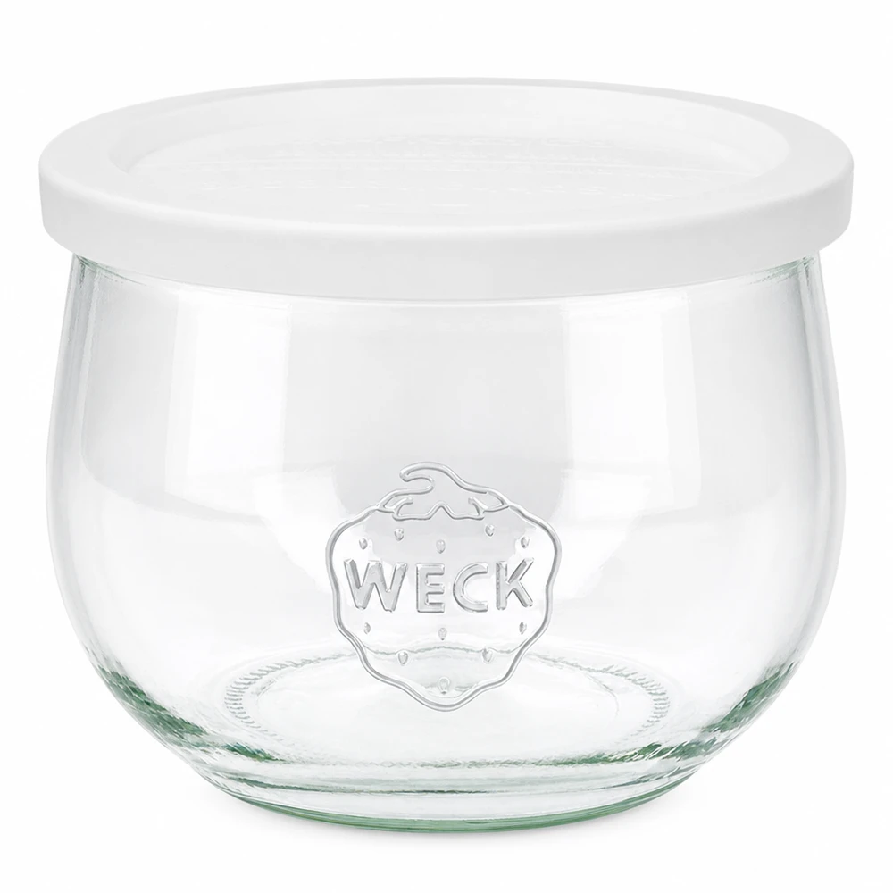 580ml bocal tulipe avec couvercle fraîcheur WECK RR100 WECK Pot tulipe 580ml avec couvercle fraîcheur blanc RR100 Pot de conservation transparent avec logo WECK
