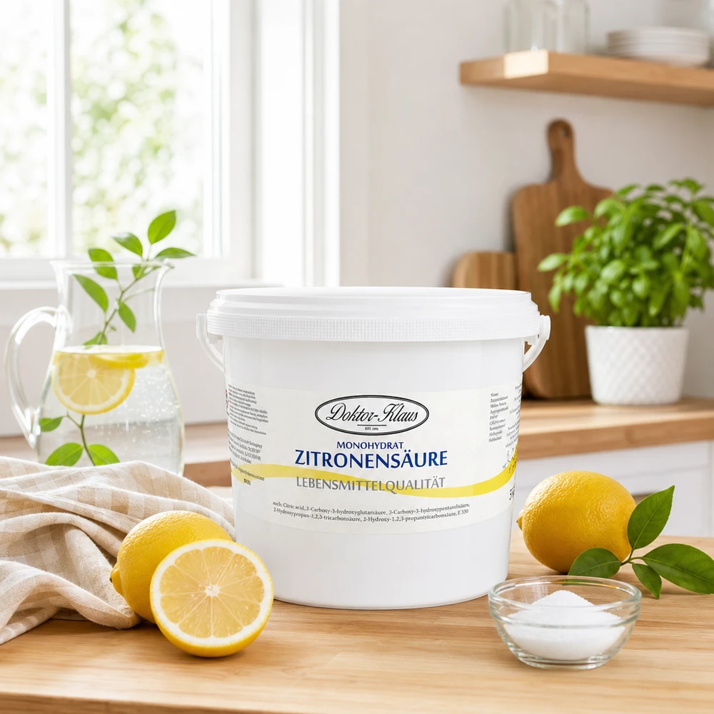 Acide citrique Doktor-Klaus 5kg grand emballage avec couvercle idéal pour la gastronomie et les grands ménages