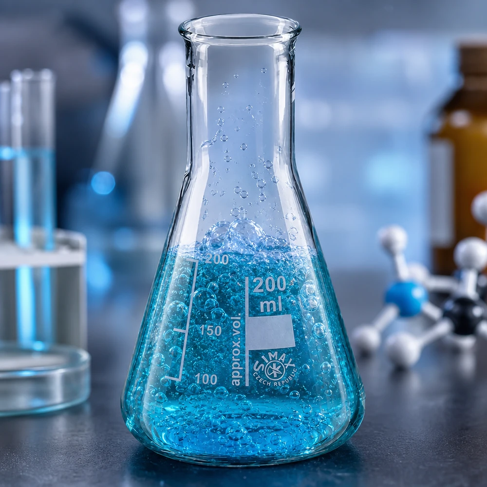 Erlenmeyer 200ml col étroit, verre borosilicate Erlenmeyer 200ml col étroit, verre borosilicate