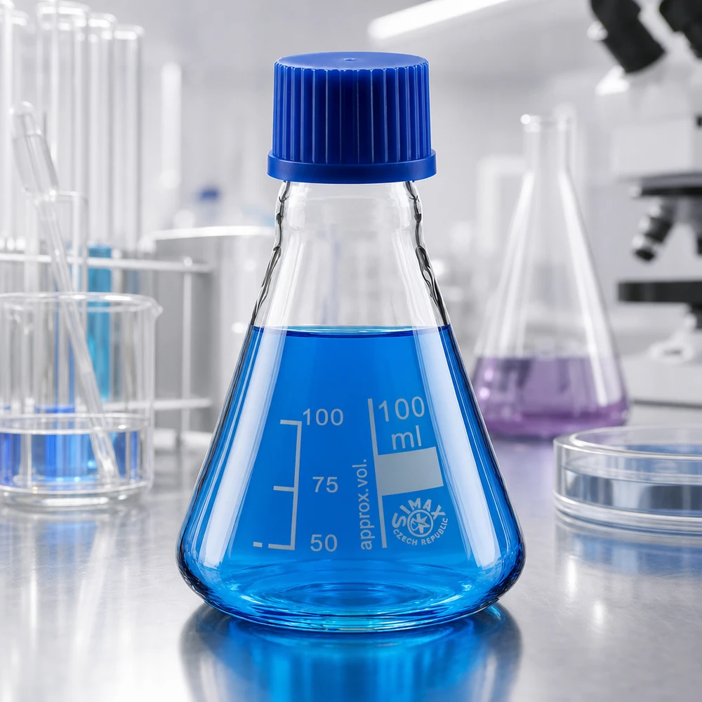 Erlenmeyer scientifique d'une capacité de 100 ml avec bouchon anti-fuite