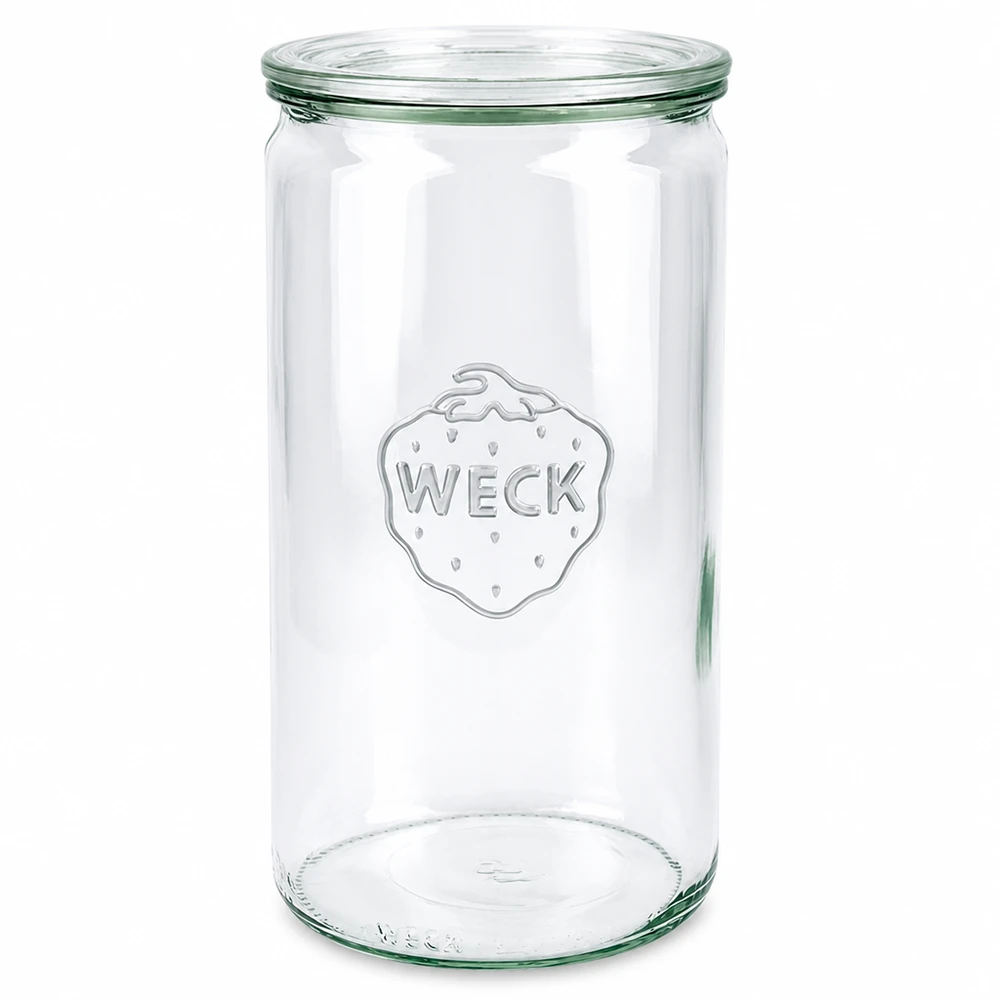 WECK Pot cylindrique 1590ml avec couvercle en verre RR100 Pot de conserve transparent vide Pot de conservation