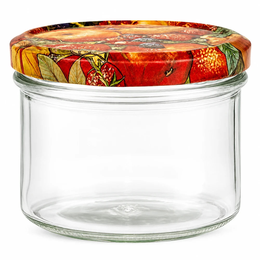 Pot de 225ml avec couvercle décoratif de fruits, pot vide pour confiture et marmelade, pot de conserve avec twist-of