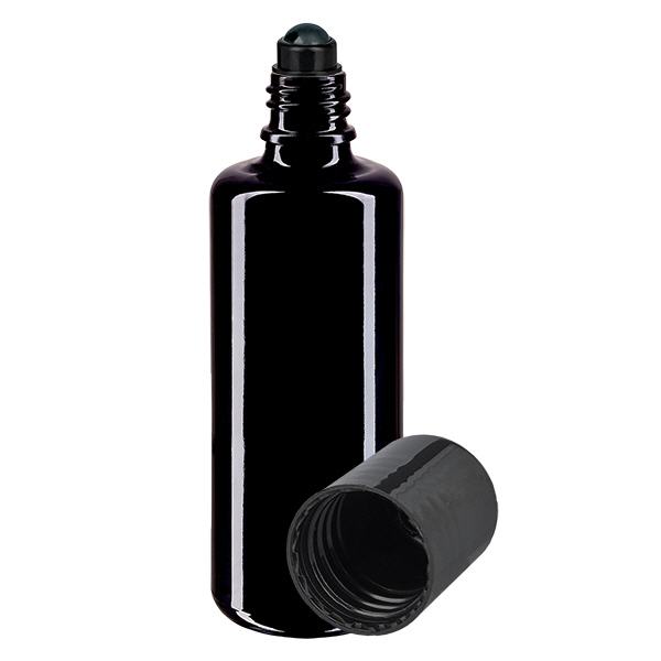 Flacon de déodorant en verre violet 50 ml, déo à bille vide