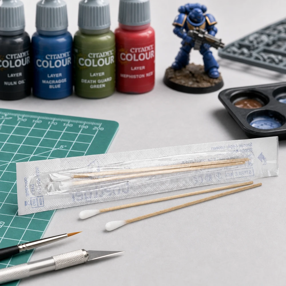 Cotons-tiges stériles pour peindre des figurines, à utiliser avec les peintures Citadel Colour et les pinceaux