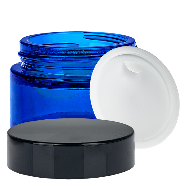 Pot en verre 30ml bleu avec couvercle à insérer UNiTWIST Pot en verre 30ml bleu avec couvercle à insérer UNiTWIST