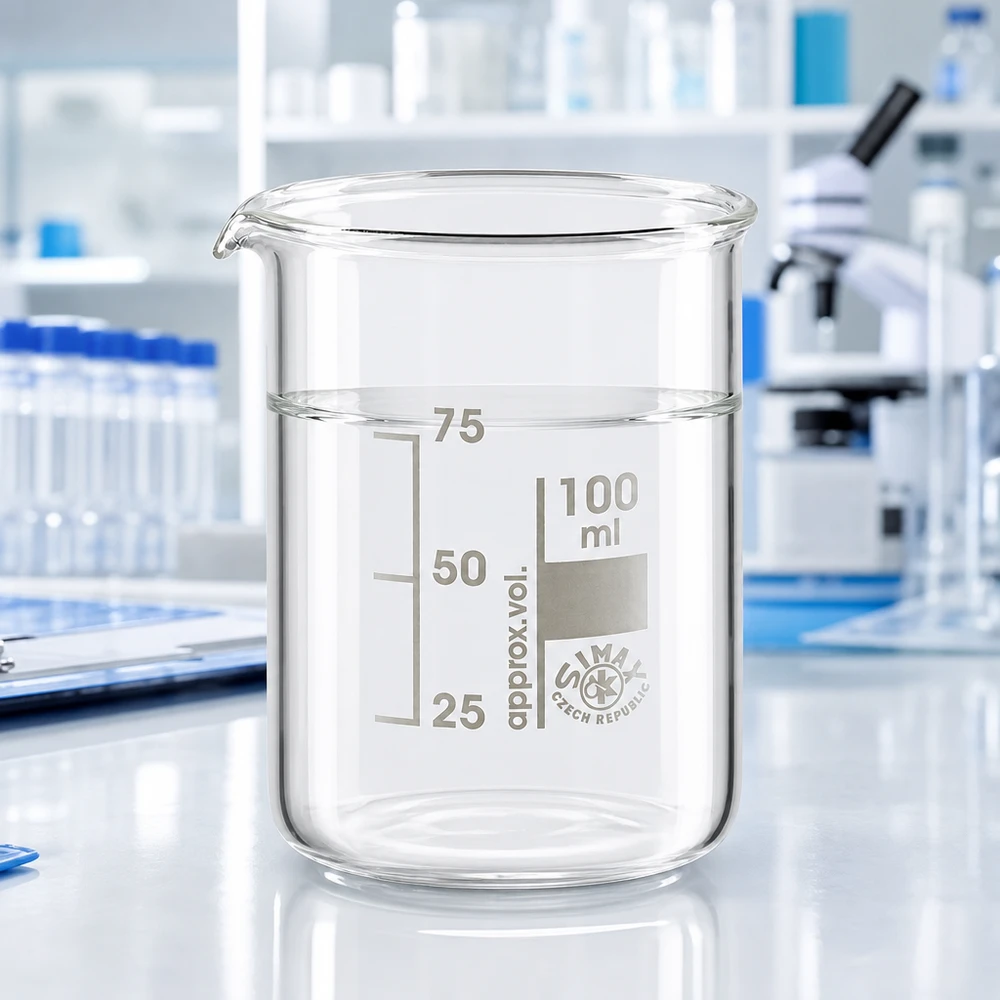 Gobelet transparent 100ml en verre borosilicaté robuste avec graduation précise du volume